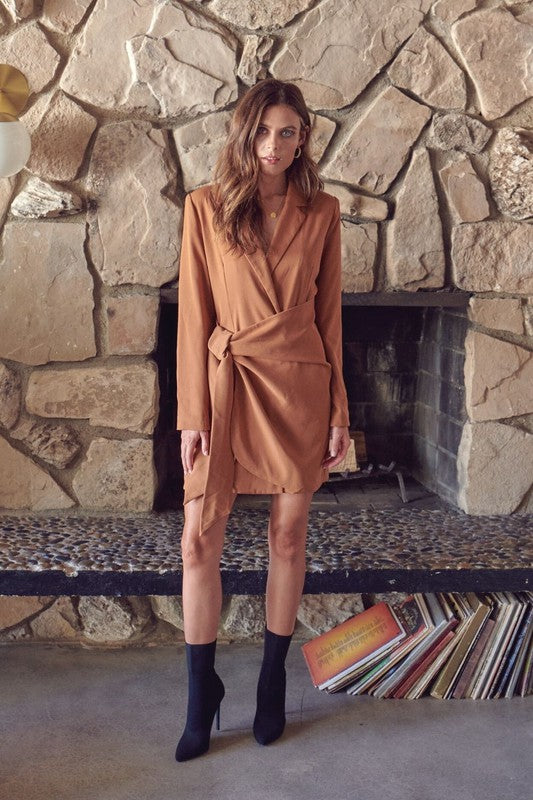 brown suede blazer dress The Kelly Blazer Dress