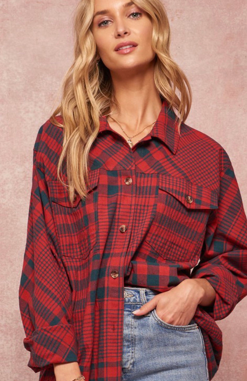 No Plans For The Weekend - Red/Navy Plaid [S-L]