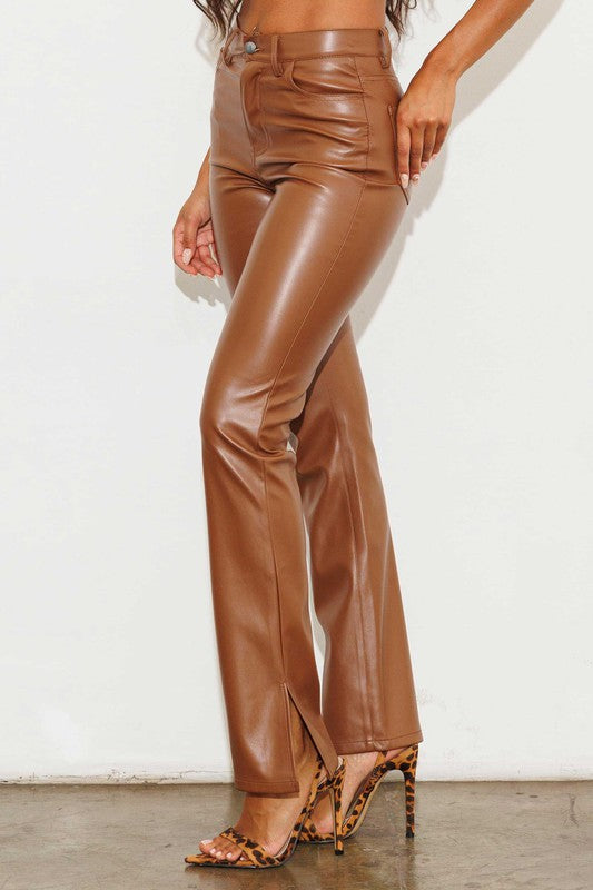 Kimberly Vegan Pant Cognac – Luxe Label Miami