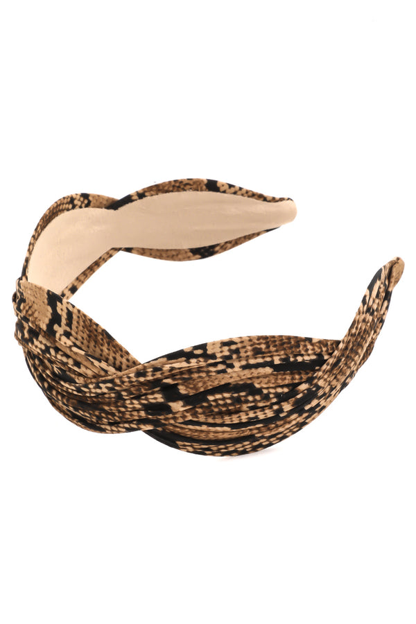 Wave Design Headband - Brown Snake Print