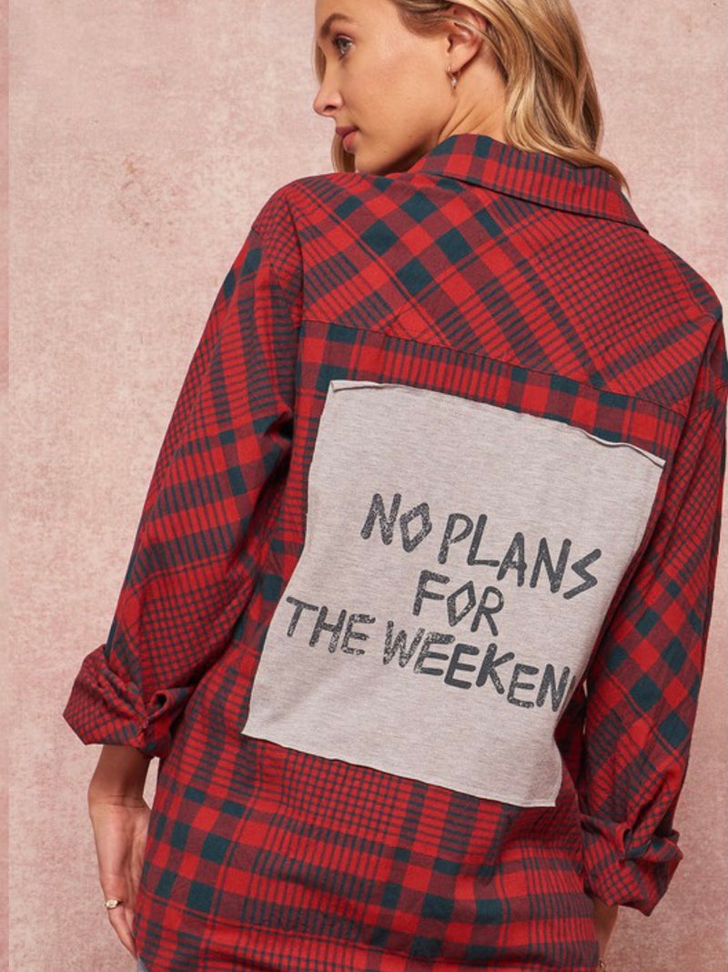 No Plans For The Weekend - Red/Navy Plaid [S-L]