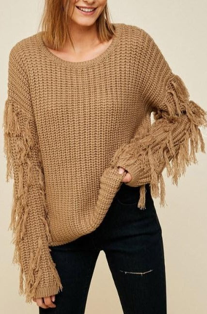 Caramel Fringe Sweater